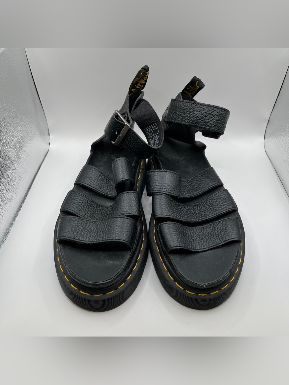 Dr. Martens CLARISSA II QUAD LEATHER PLATFORM SANDALS size 8 black - Picture 4 of 10